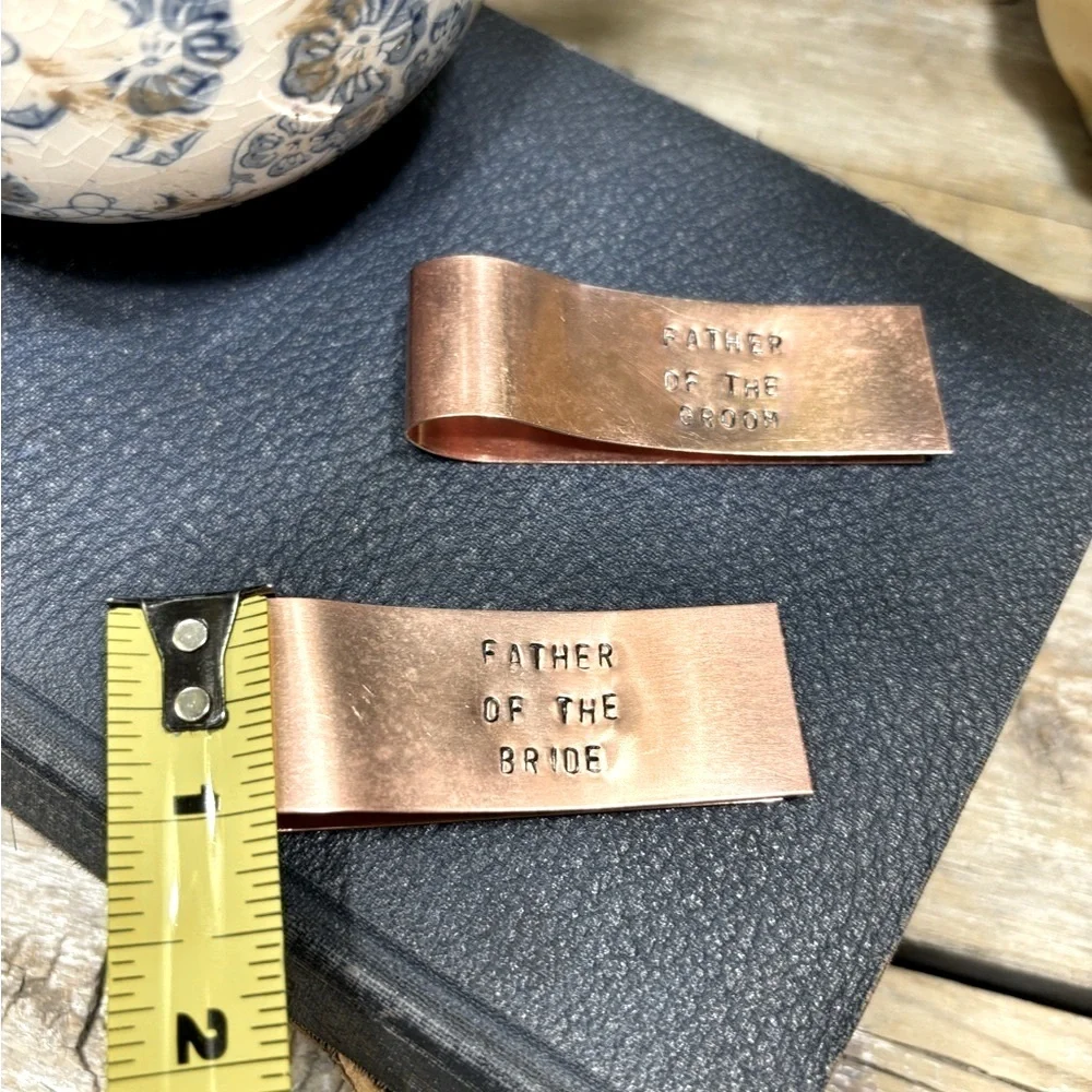 Stamped Wedding Copper Money Clips. Gifts for Fathers. Bridal | Personal
